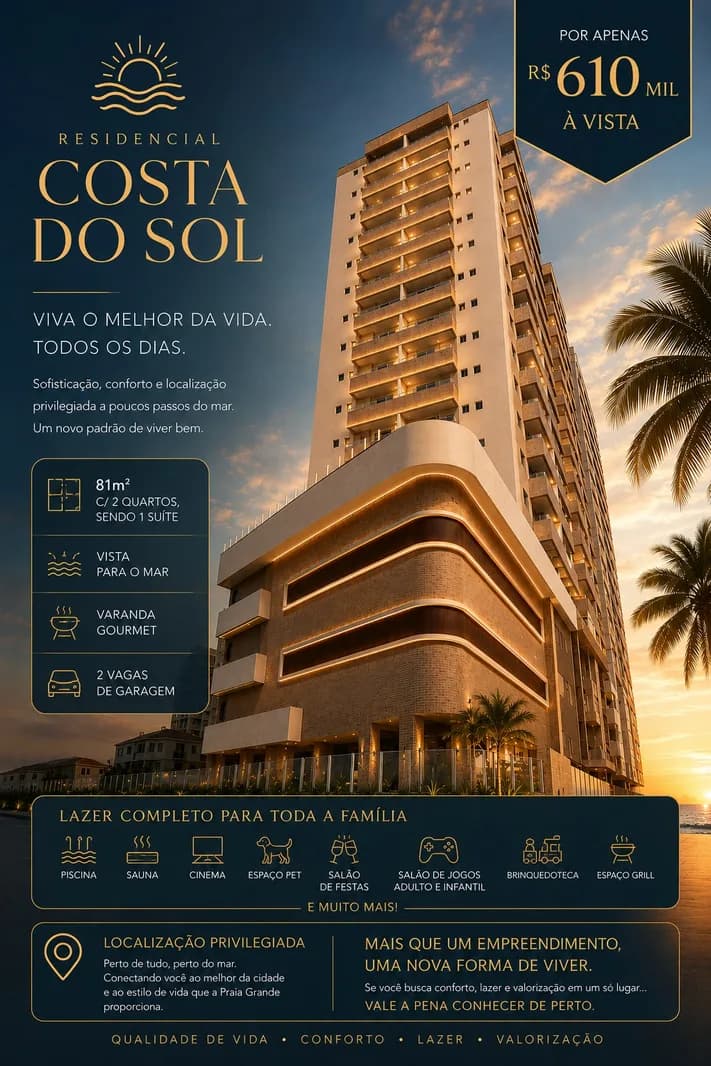 Residencial Costa do Sol - Praia Grande - Apartamento em Vila Caiçara SP