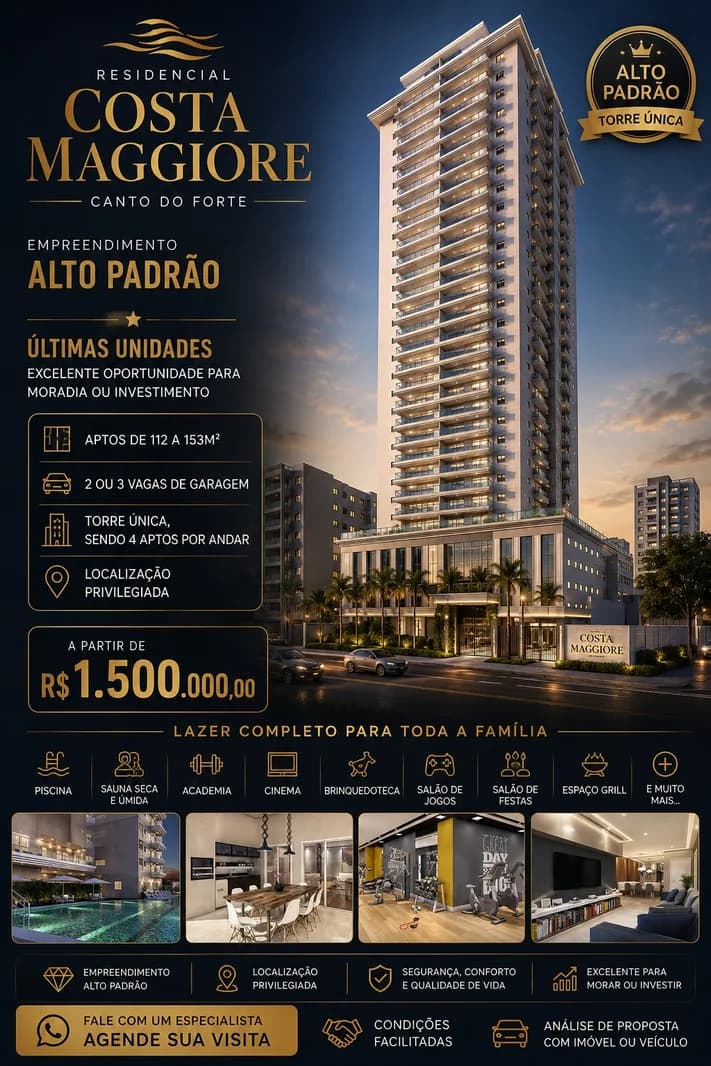 Residencial Costa Maggiore — 112 a 153m² no Canto do Forte, Praia Grande - Apartamento em Canto do Forte SP
