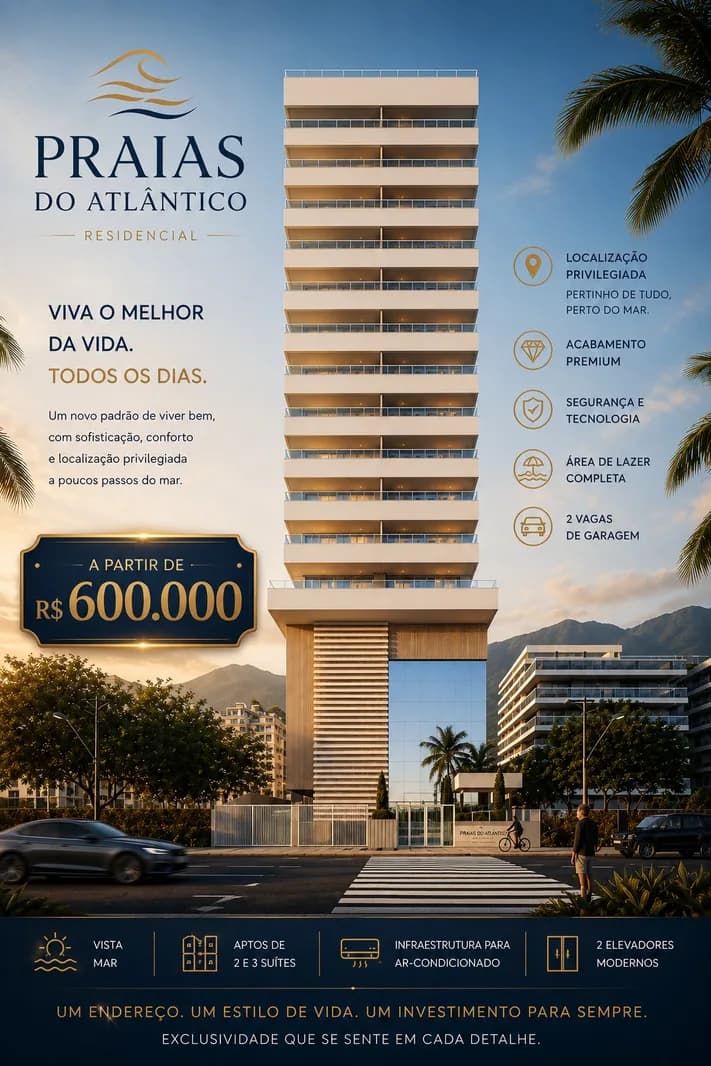 Residencial Praias do Atlântico — Apartamento frente-mar 2 suítes na Vila Caiçara, Praia Grande - Apartamento em Vila Caiçara SP